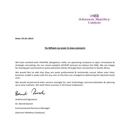 Thekvm credential letter by JM catalyst | PDF