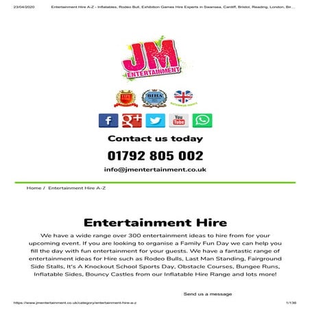 JM Entertainment - Inflatable & Exhibition Game Hire Experts in Swansea ...