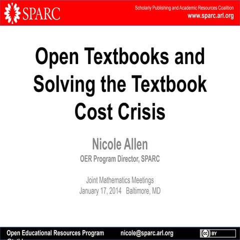 Open Textbooks and Solving the Textbook Cost Crisis (Joint Mathematics Meetin...