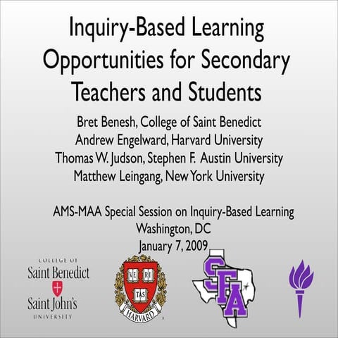 Inquiry-Based Learning Opportunities for Secondary Teachers and Students