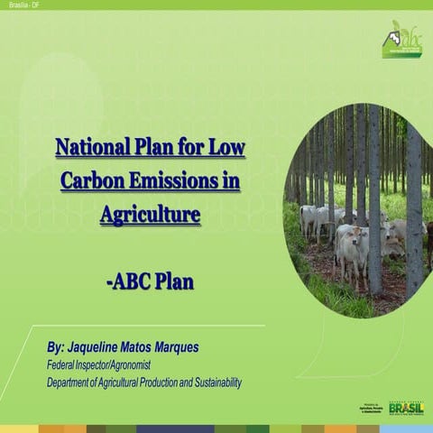 National Plan for Low Carbon Emissions in Agriculture - ABC Plan in Brazil  