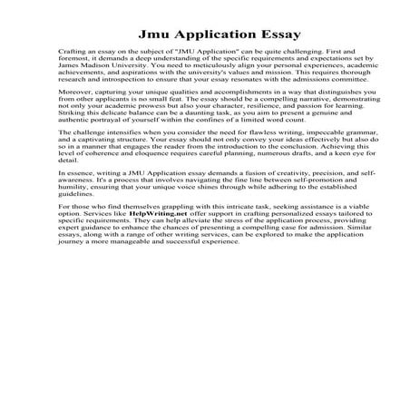 Jmu Application Essay