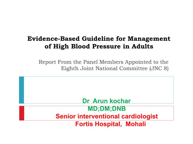 JNC 8 guideline to Management of Hypertension | PPTX