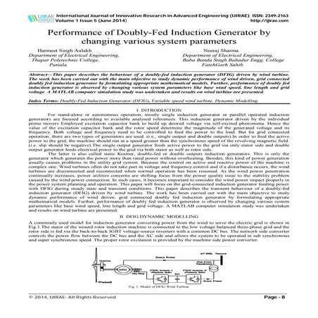 Performance of Doubly-Fed Induction Generator by changing various system para...