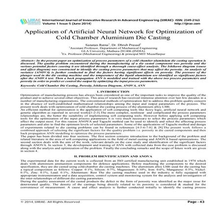 Application of Artificial Neural Network for Optimization of Cold Chamber Alu...