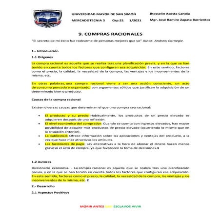 Compras racionales y por impulso | DOCX