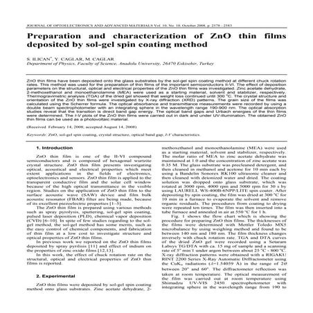 Synthesis and characterization of zno thin films deposited by chemical ...
