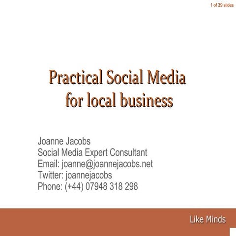 Joanne Jacobs: How to use Social Media for Small Business