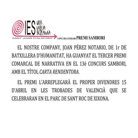 Joan perez notario guanyor premi sambori 2011