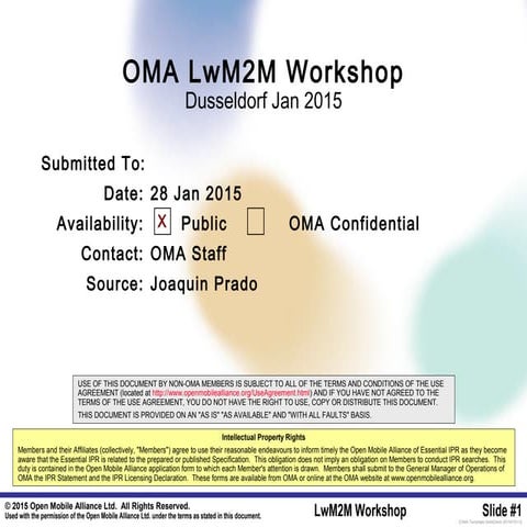 OMA LwM2M Workshop - Joaquin Prado, OMA LwM2M Technical Summary