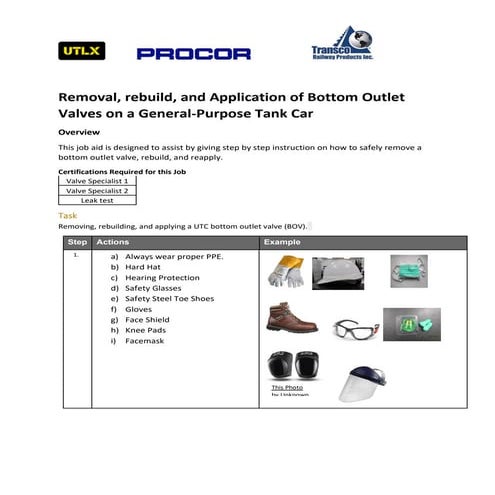 Job aid   valve replacement