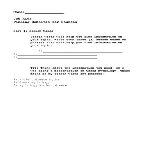 Job Aid: Finding Websites