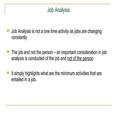 Job anaiysis common approach