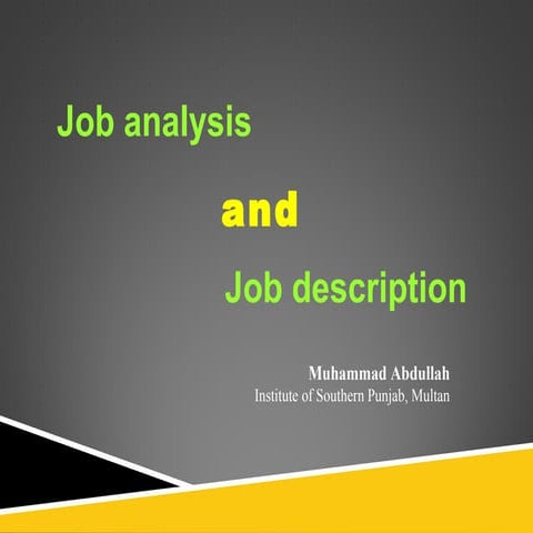 Job Analysis and Job Descripsion