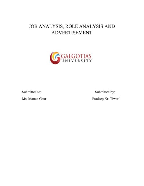 Job analysis and role analysis of h...