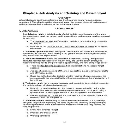 Job analysis and training