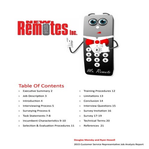 New Remotes Inc. Job Analysis | PDF