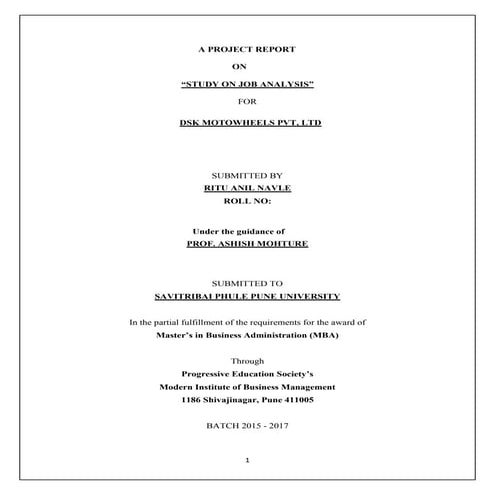 Job Analysis - MBA Project (Ritu Navle)