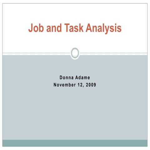 Job And Task Analysis