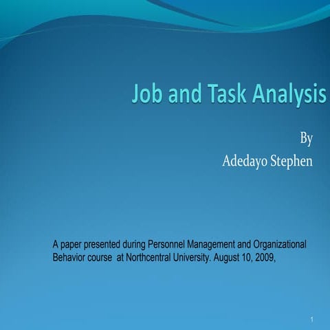 Job and Task Analysis
