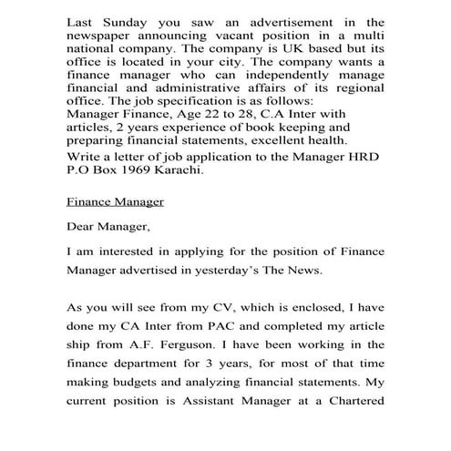 Job application letter