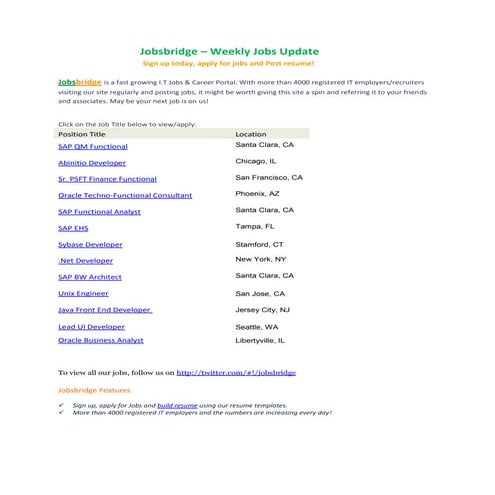 Jobsbridge – Technology (I.T) Jobs Portal!  