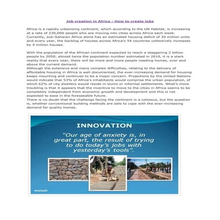 Job creation in Africa - moladi