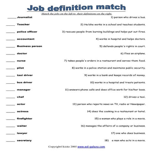 Job definition match
