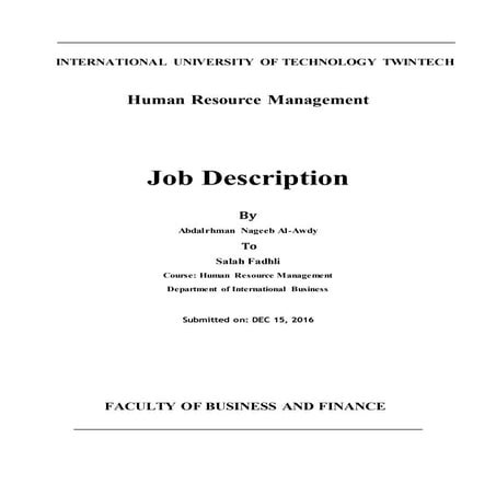 ‫Job description-Human Resource Management | PDF