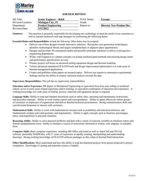 senior engineer job description