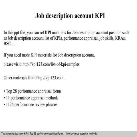 Job description account kpi | PPT