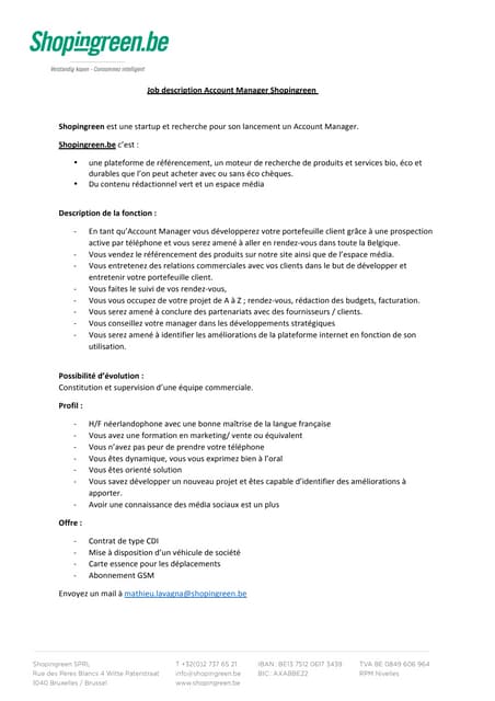 Open position at Shopingreen