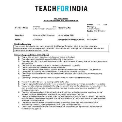 Job description admin and finanace associate | PDF