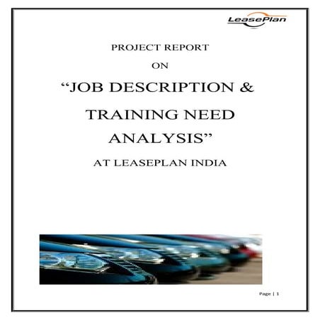 Job description and training need analysis