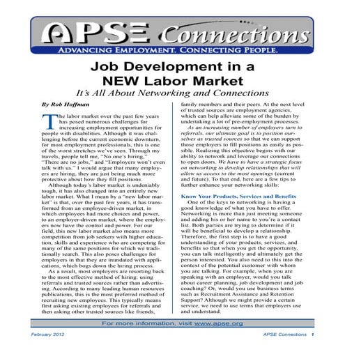 Job Development In A New Labor Market
