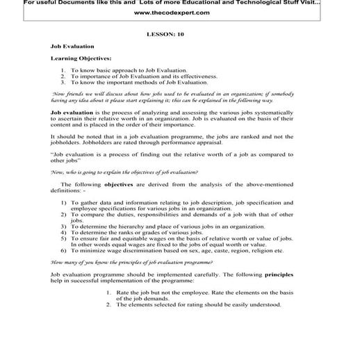 Job Evaluation