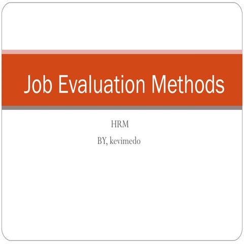 Job evaluation methods