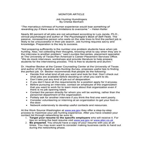 Job Hunting Humdingers