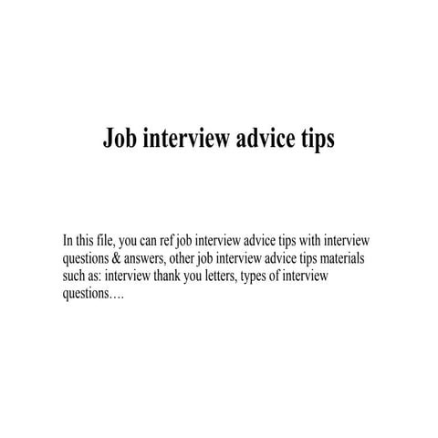 Job interview advice tips