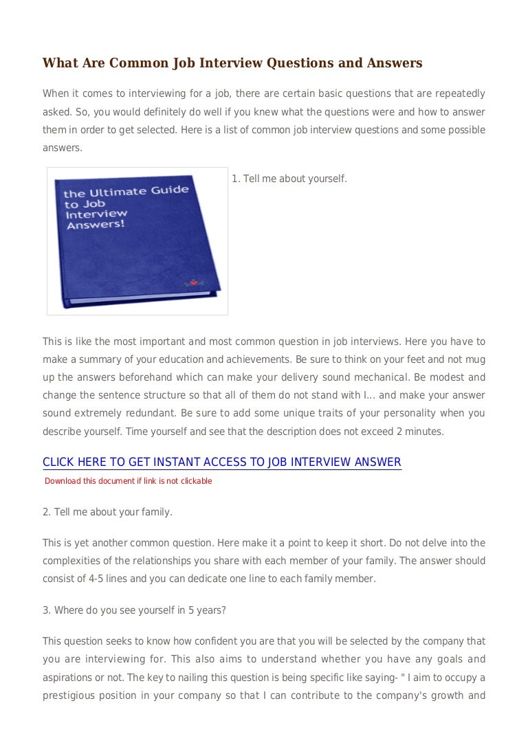 Job interview answer what are common job interview ...