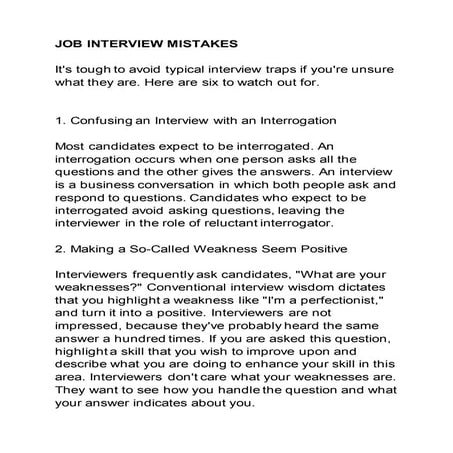 Job interview mistakes