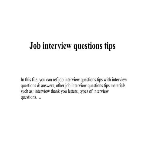 Job interview questions tips
