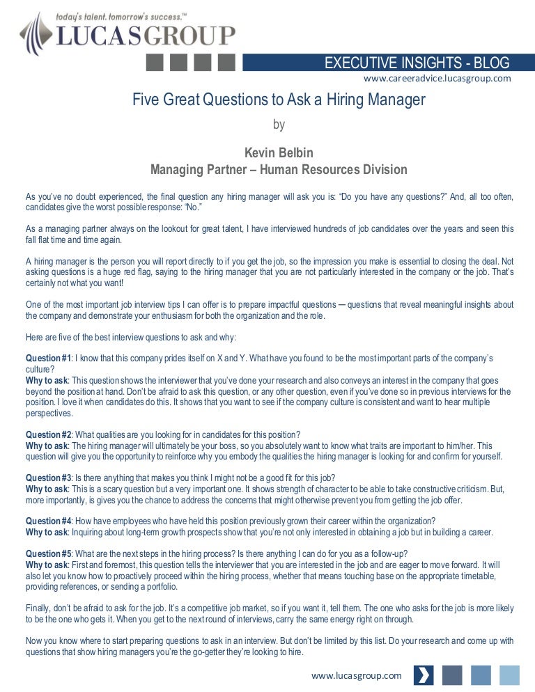 questions to ask a hiring manager