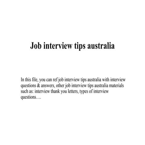 Job interview tips australia
