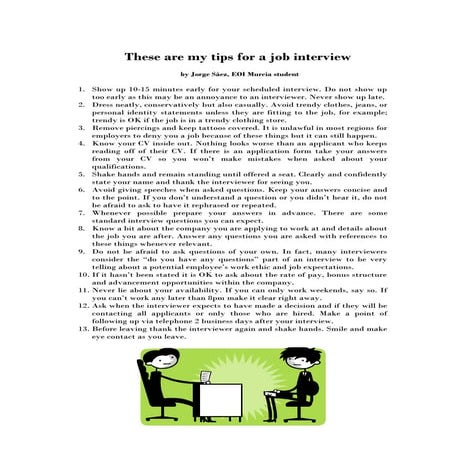 Job interview tips   by jorge sáez, student eoi murcia