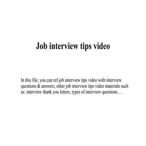 Job interview tips video