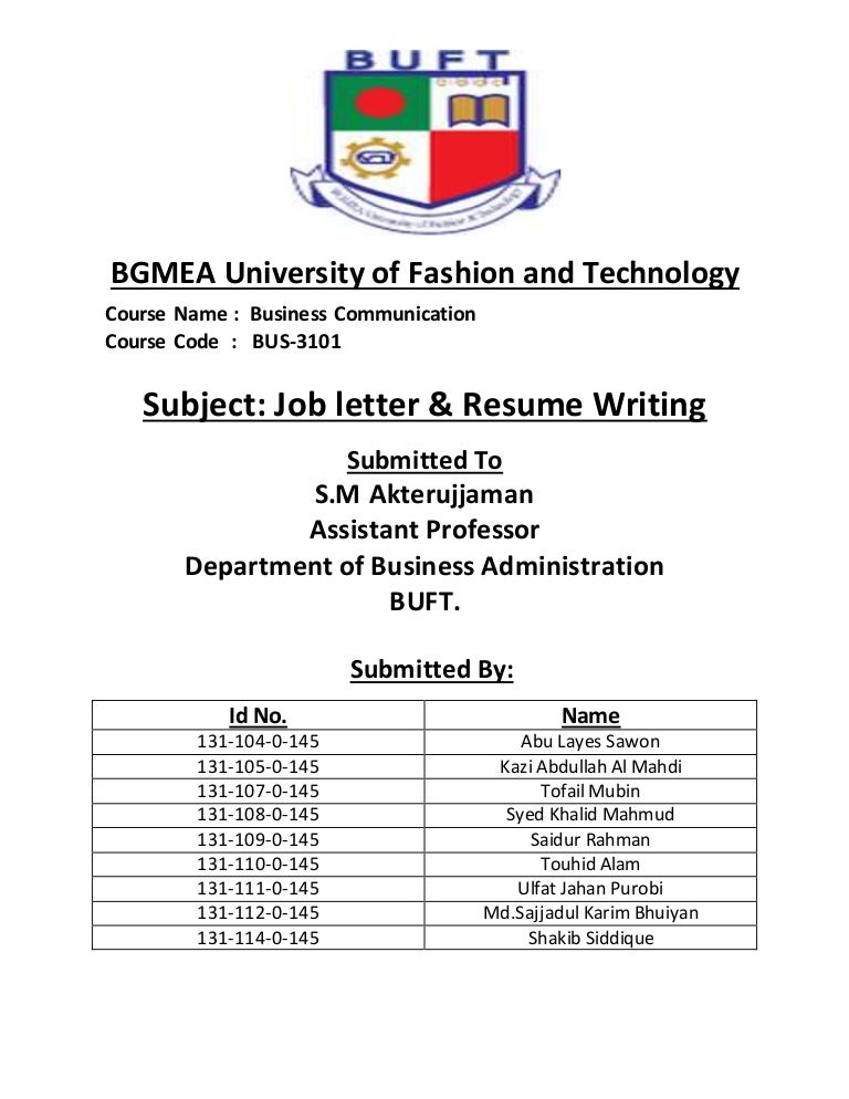 job letter resume writing