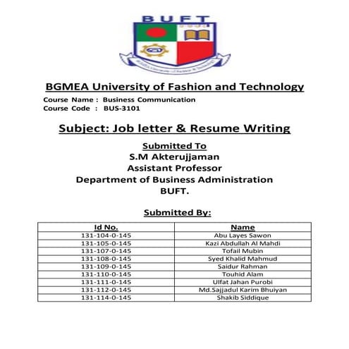 Job letter & resume writing
