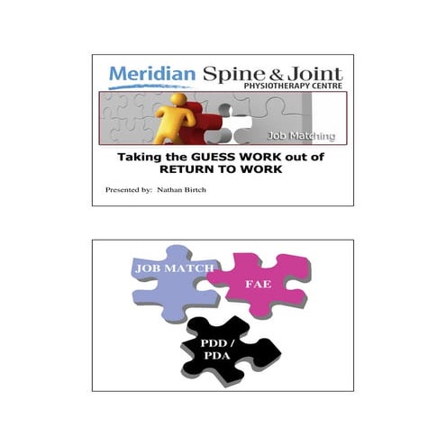 Job Matching - Taking The Guess Work Out Of Return To Work