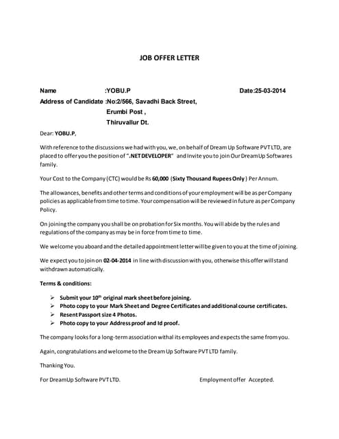 job offer letter